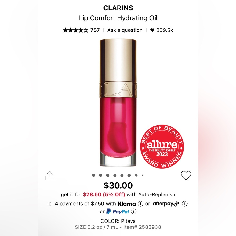 ✨Pitaya✨Clarins Paris New In Box Light Lip Comfort Oil